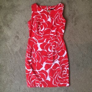Coral/White Flower Pattern Dress